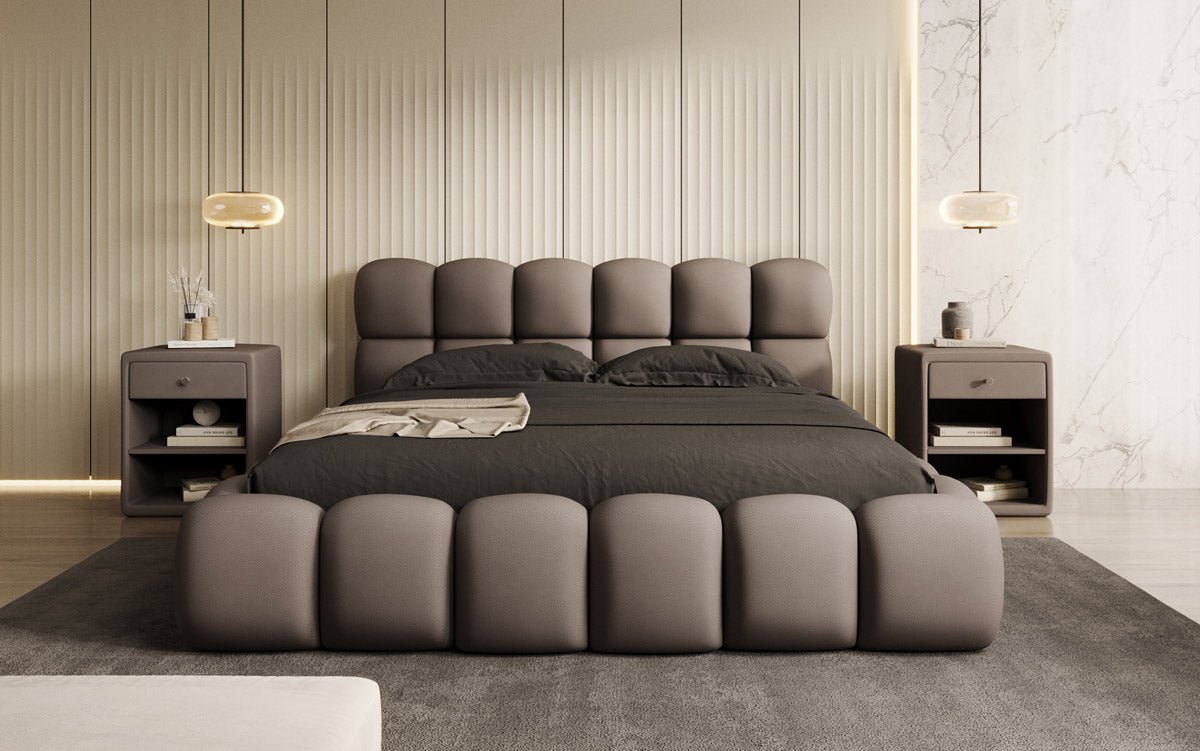 Designer Polsterbett Boston Stoff mit Stauraum inkl. Aufbau