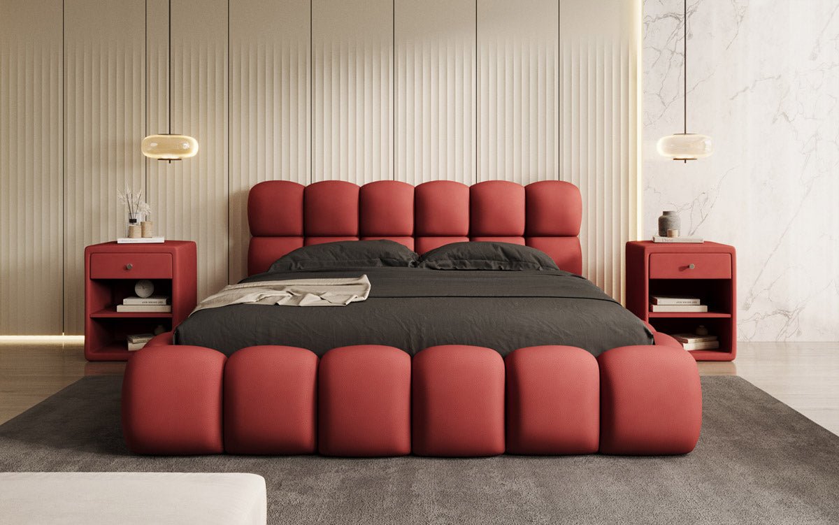 Designer Polsterbett Boston Stoff mit Stauraum inkl. Aufbau