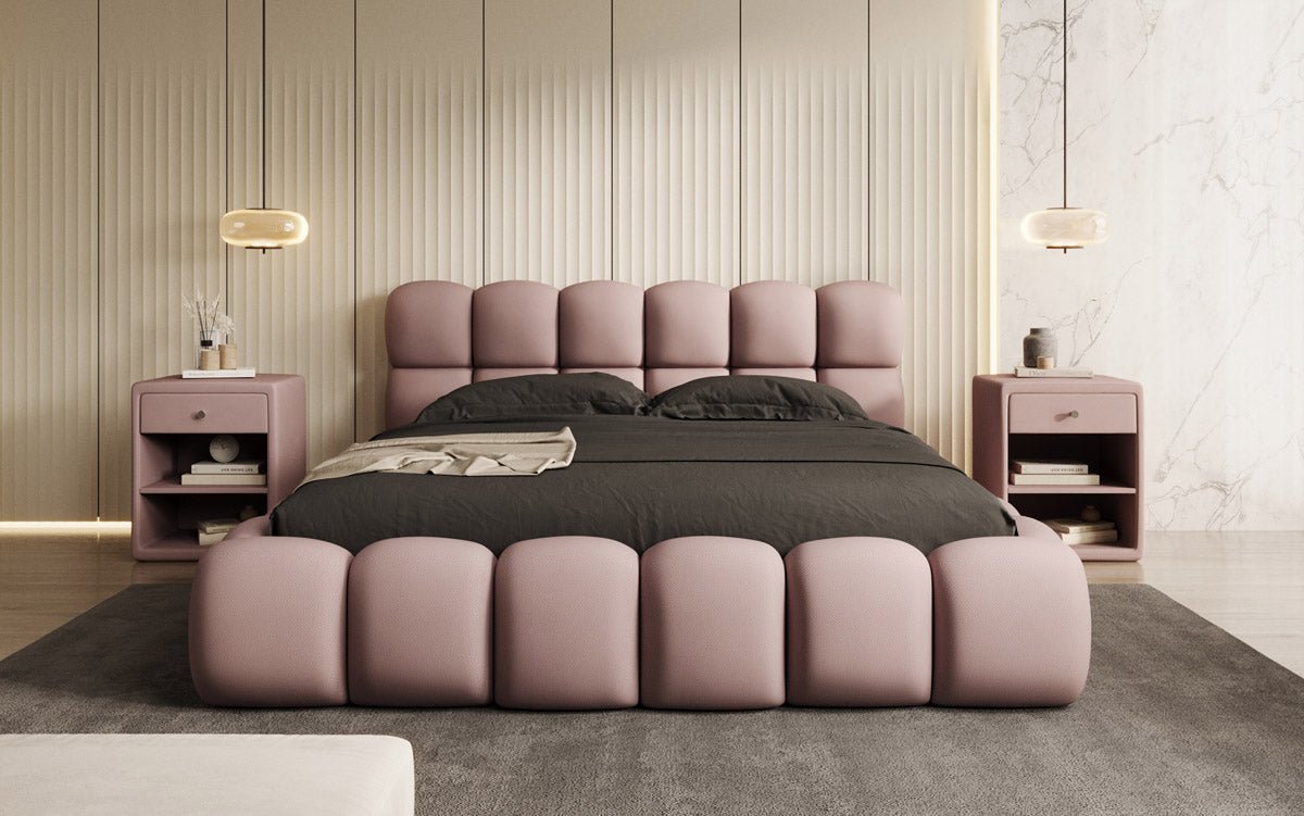 Designer Polsterbett Boston Stoff mit Stauraum inkl. Aufbau