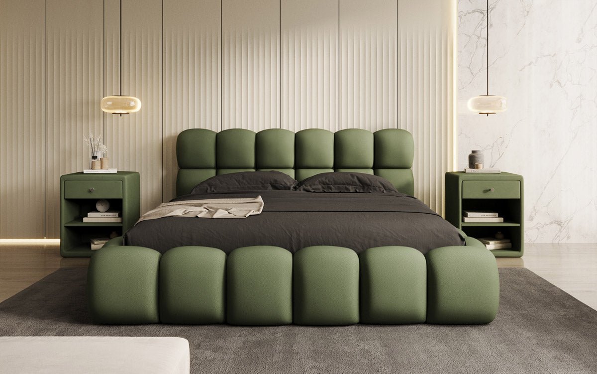 Designer Polsterbett Boston Stoff mit Stauraum inkl. Aufbau