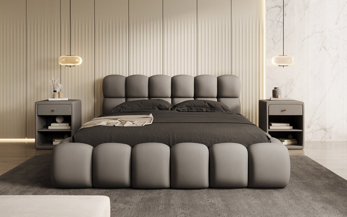 Designer Polsterbett Boston Stoff mit Stauraum inkl. Aufbau