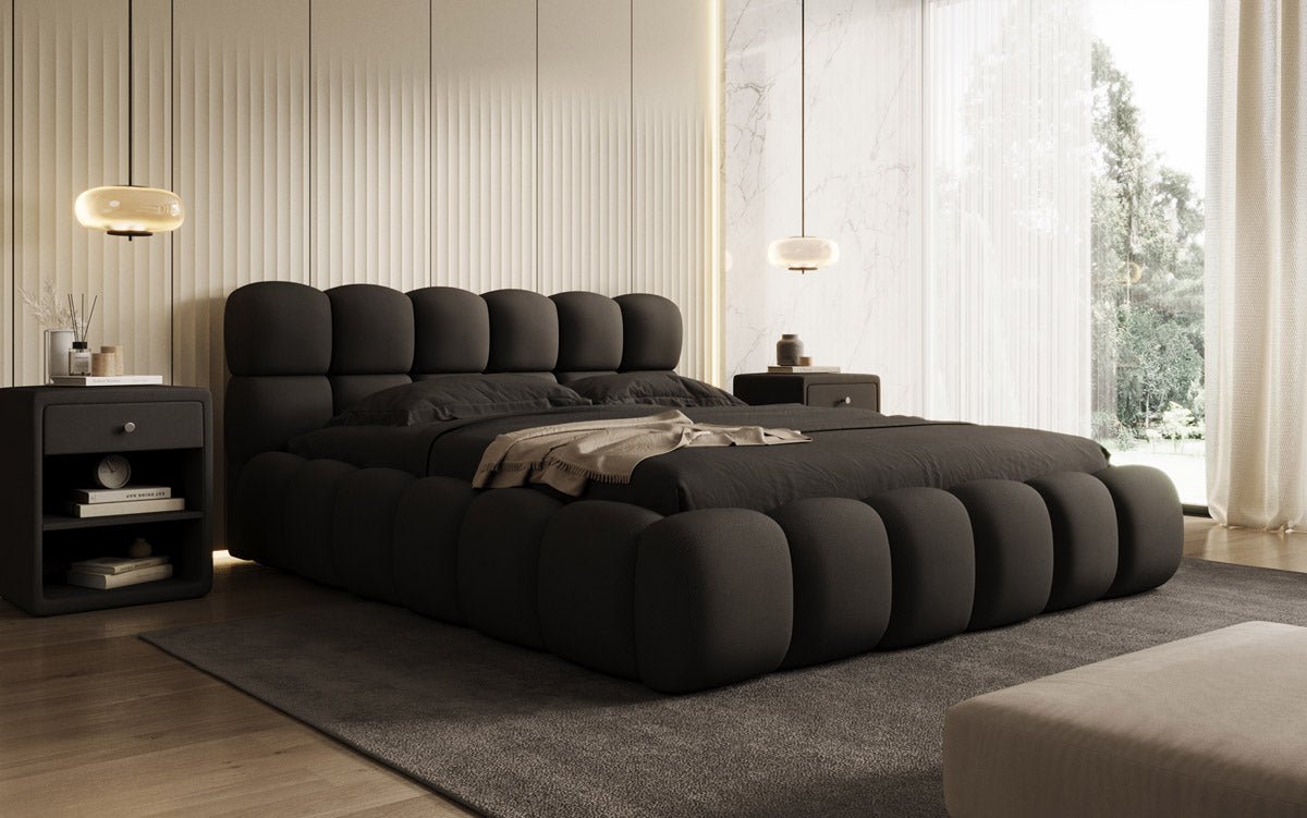Designer Polsterbett Boston Stoff mit Stauraum inkl. Aufbau