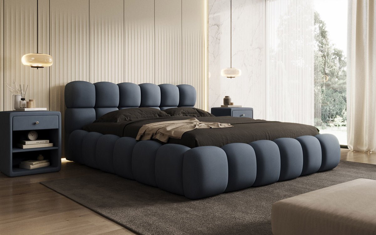 Designer Polsterbett Boston Stoff mit Stauraum inkl. Aufbau