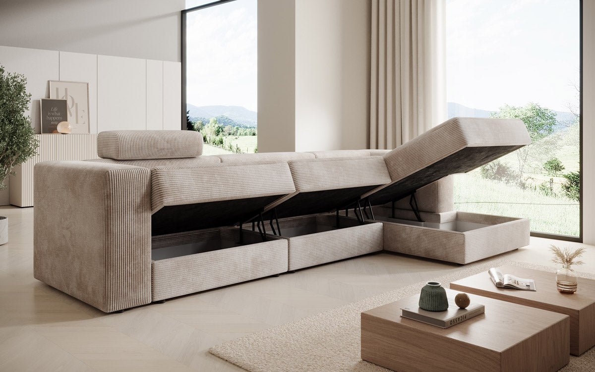 Designer Sofa Stockholm in Cord mit Stauraum