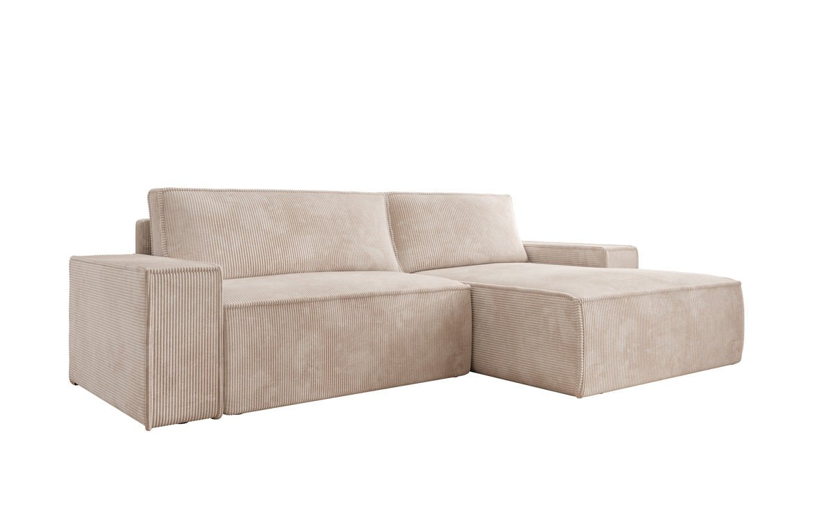 Designer Sofa Corino in Cord mit Schlaf- und Klappfunktion