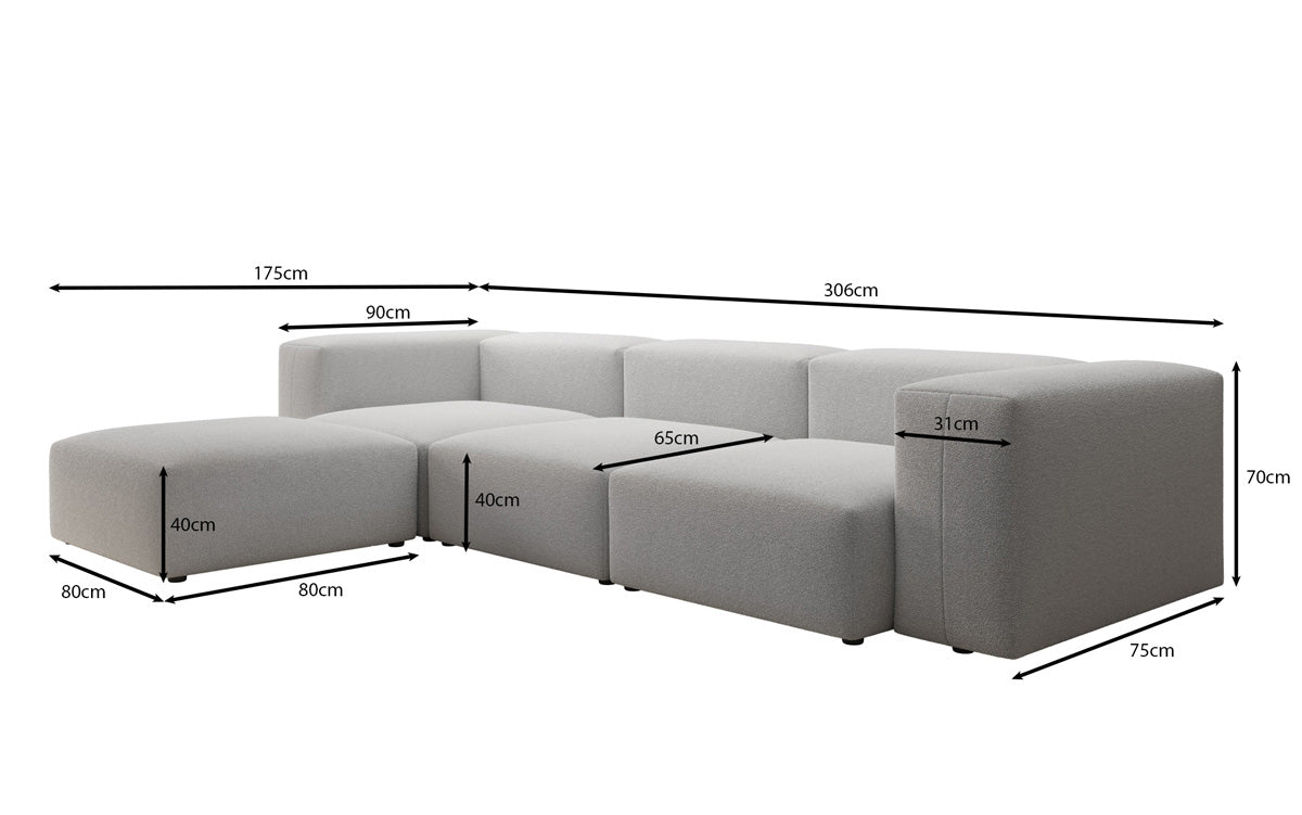 Designer L Sofa Snug in Bouclé