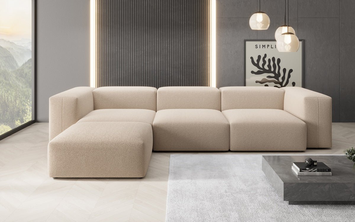 Designer L Sofa Snug in Bouclé