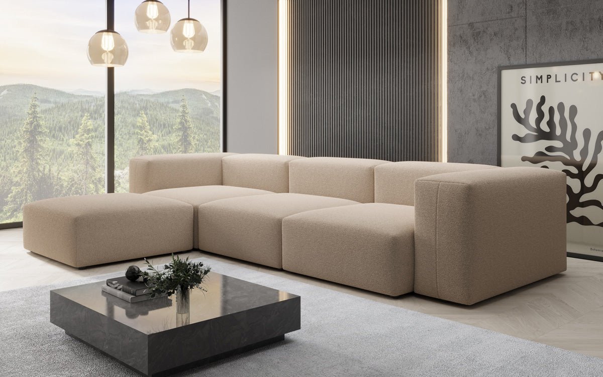 Designer L Sofa Snug in Bouclé