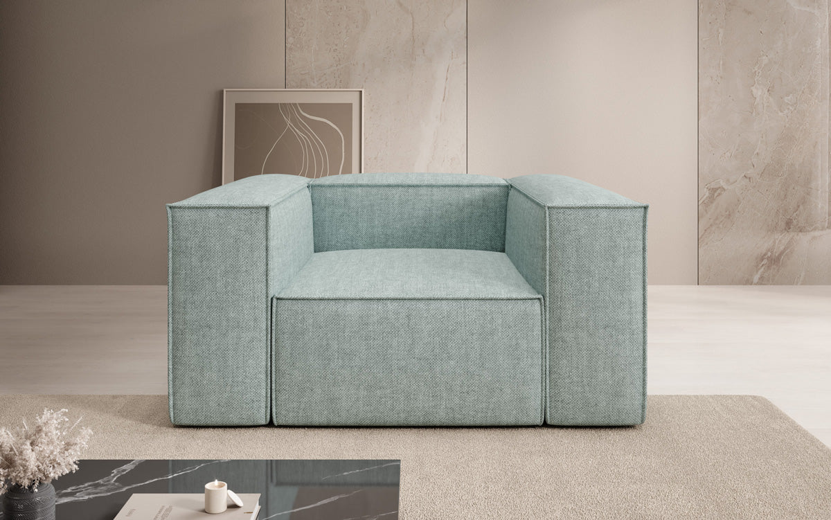 Designer Sofa-Sessel Lesley in Leinen-Optik