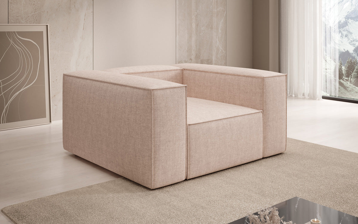 Designer Sofa-Sessel Lesley in Leinen-Optik