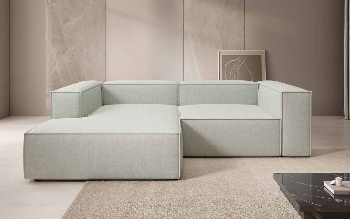 Designer Ecksofa Lesley Mini in Leinen-Optik