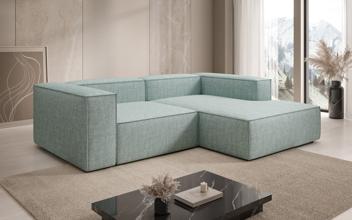 Designer Ecksofa Lesley Mini in Leinen-Optik