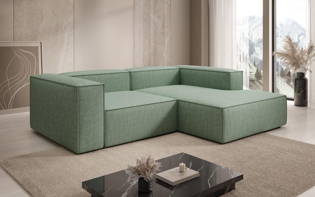 Designer Ecksofa Lesley Mini in Leinen-Optik