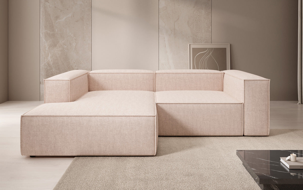 Designer Ecksofa Lesley Mini in Leinen-Optik