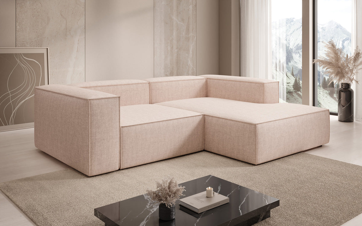 Designer Ecksofa Lesley Mini in Leinen-Optik