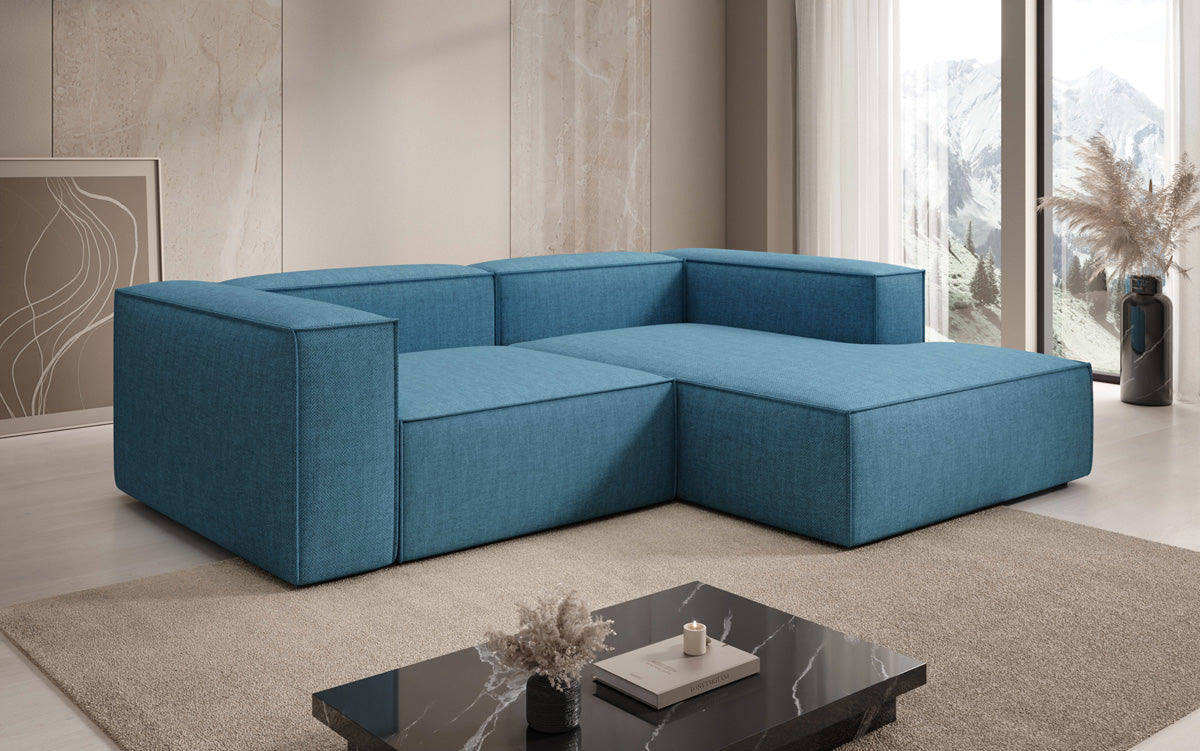 Designer Ecksofa Lesley Mini in Leinen-Optik