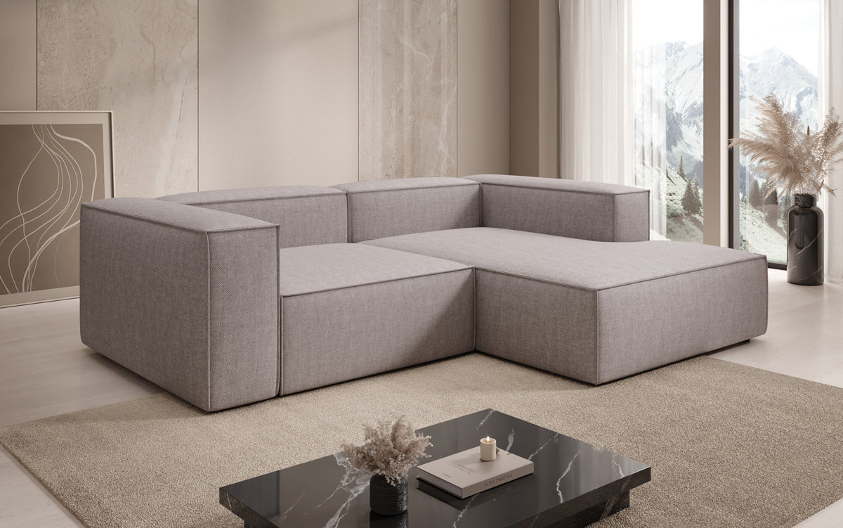 Designer Ecksofa Lesley Mini in Leinen-Optik