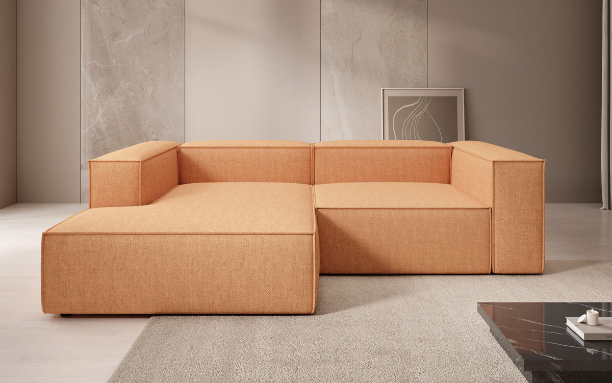 Designer Ecksofa Lesley Mini in Leinen-Optik