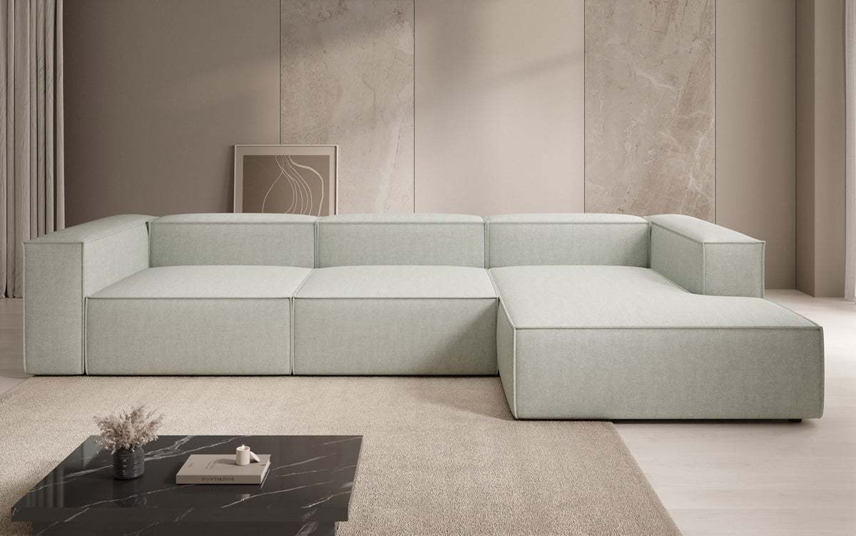 Designer Ecksofa Lesley in Leinen-Optik