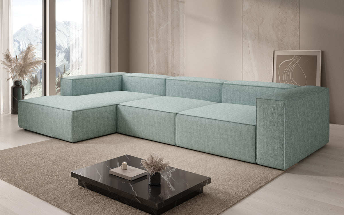 Designer Ecksofa Lesley in Leinen-Optik