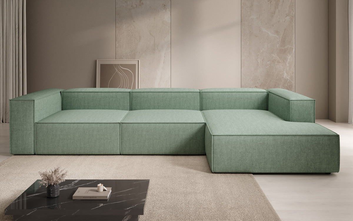 Designer Ecksofa Lesley in Leinen-Optik