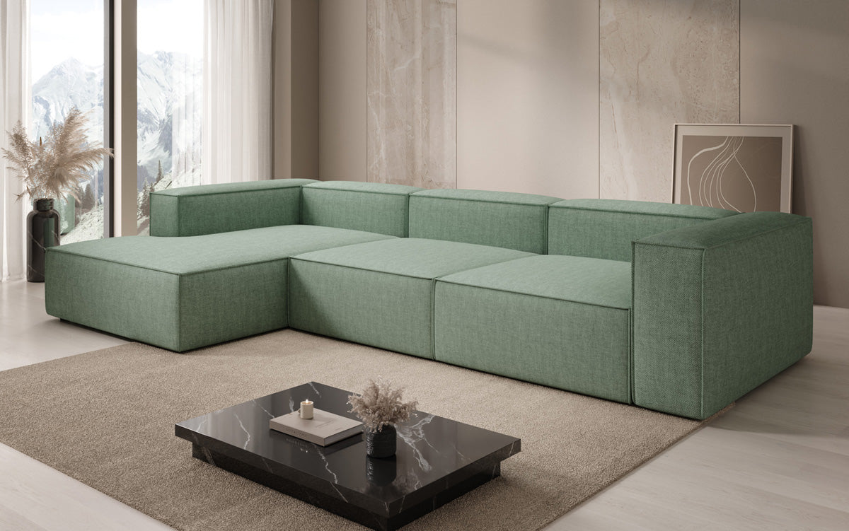Designer Ecksofa Lesley in Leinen-Optik
