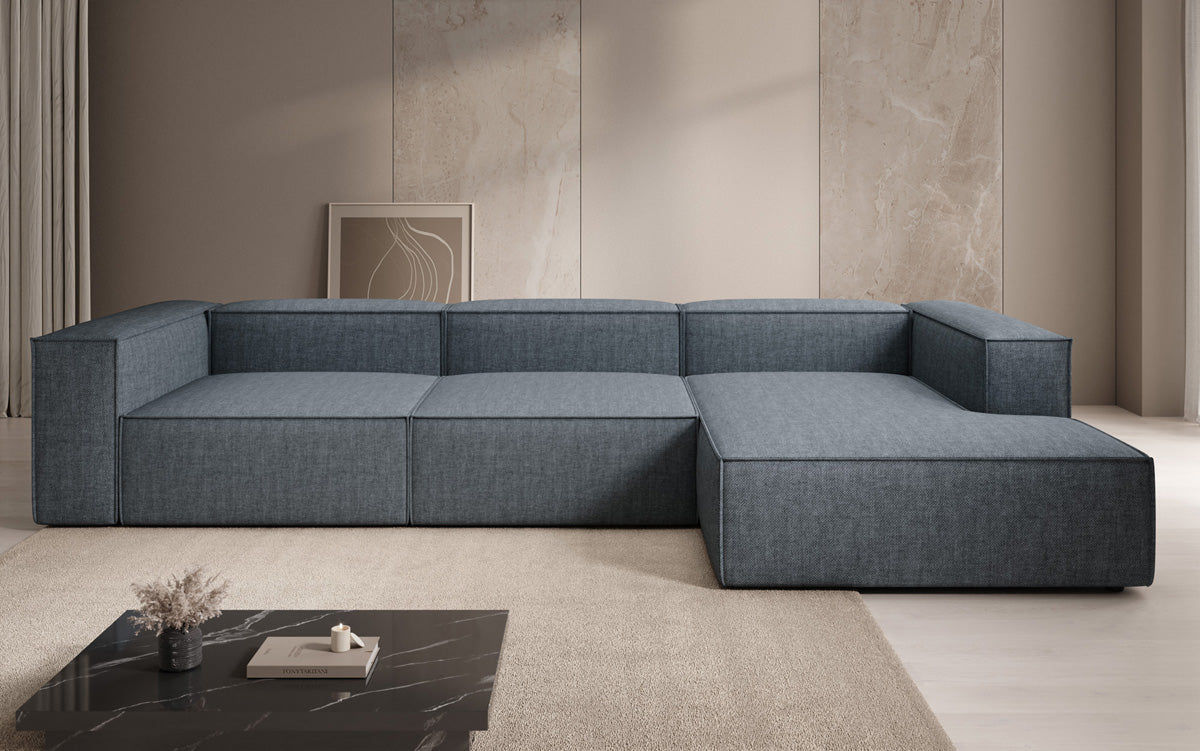 Designer Ecksofa Lesley in Leinen-Optik