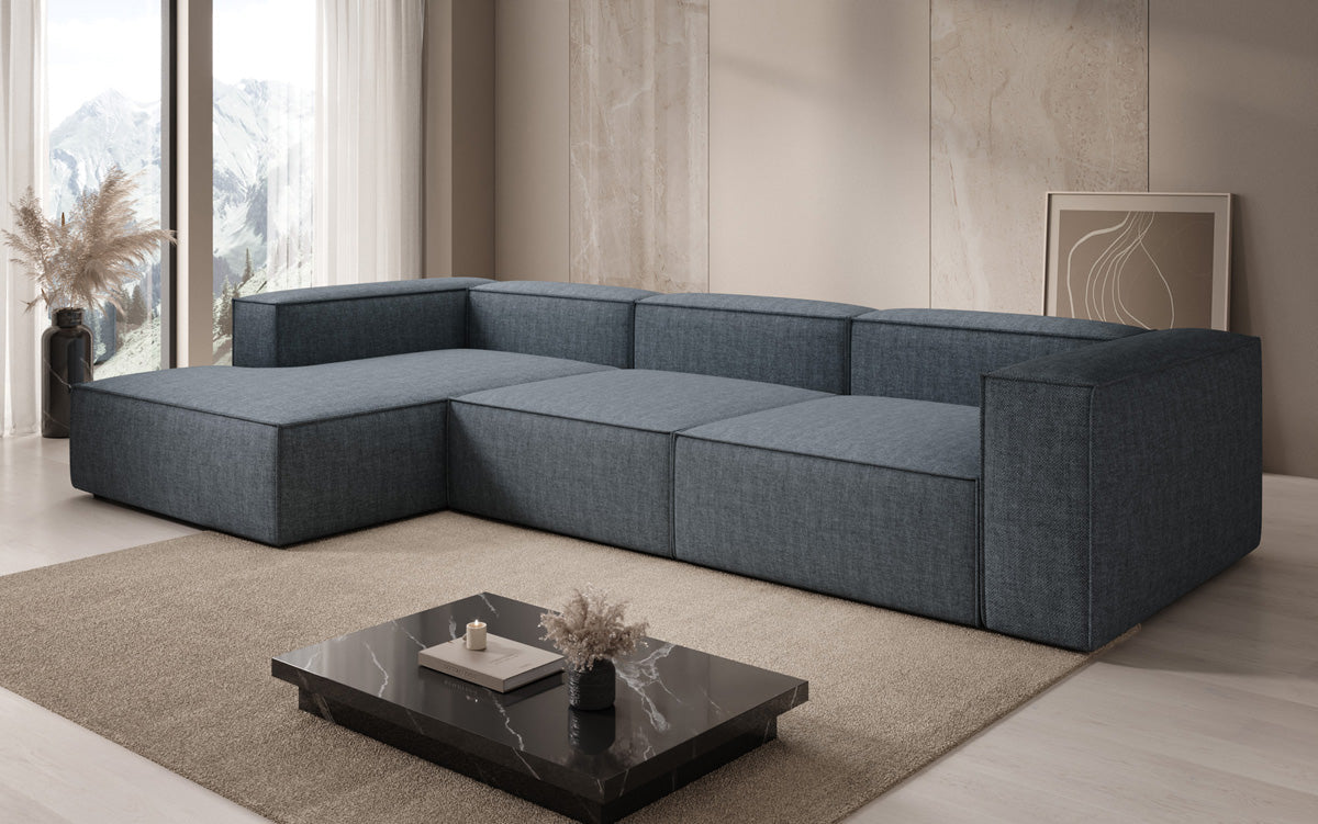 Designer Ecksofa Lesley in Leinen-Optik