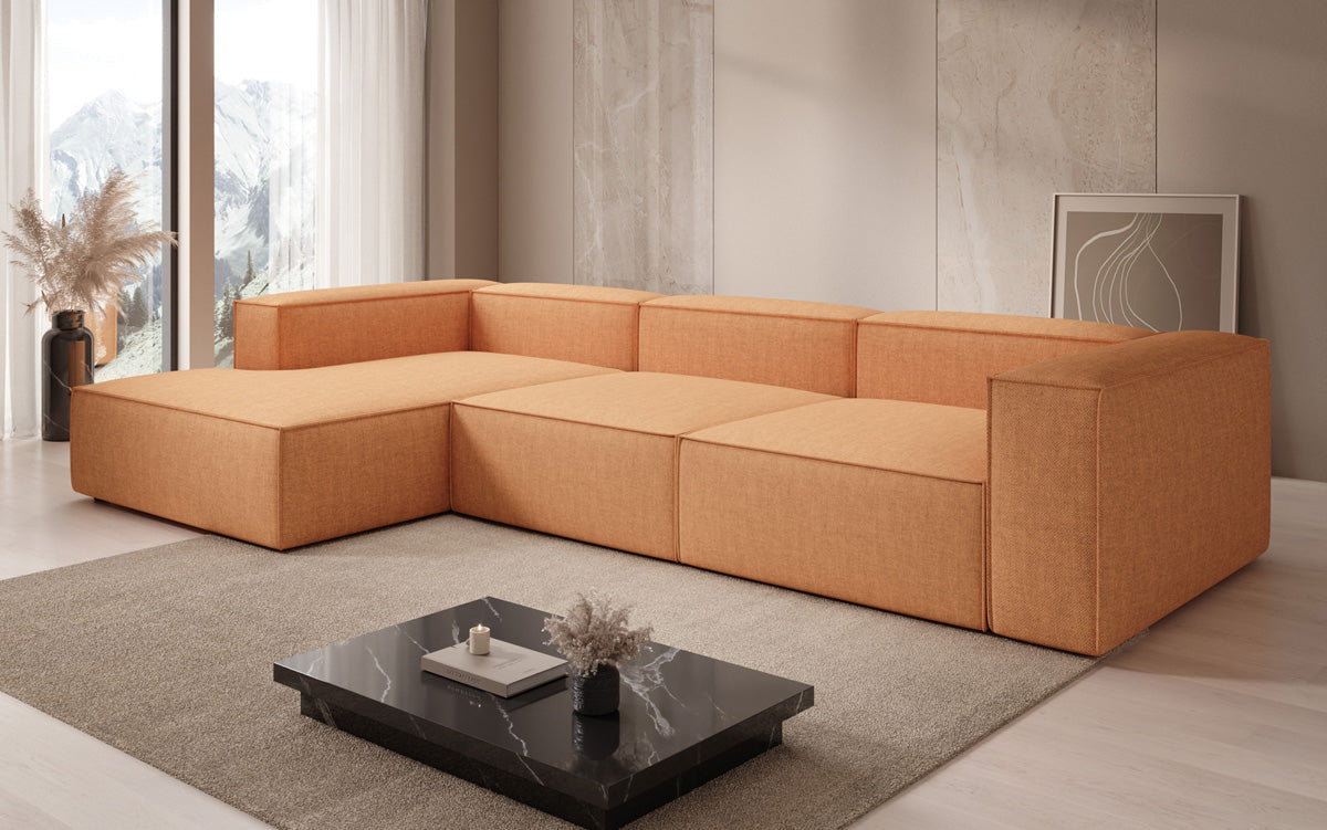 Designer Ecksofa Lesley in Leinen-Optik