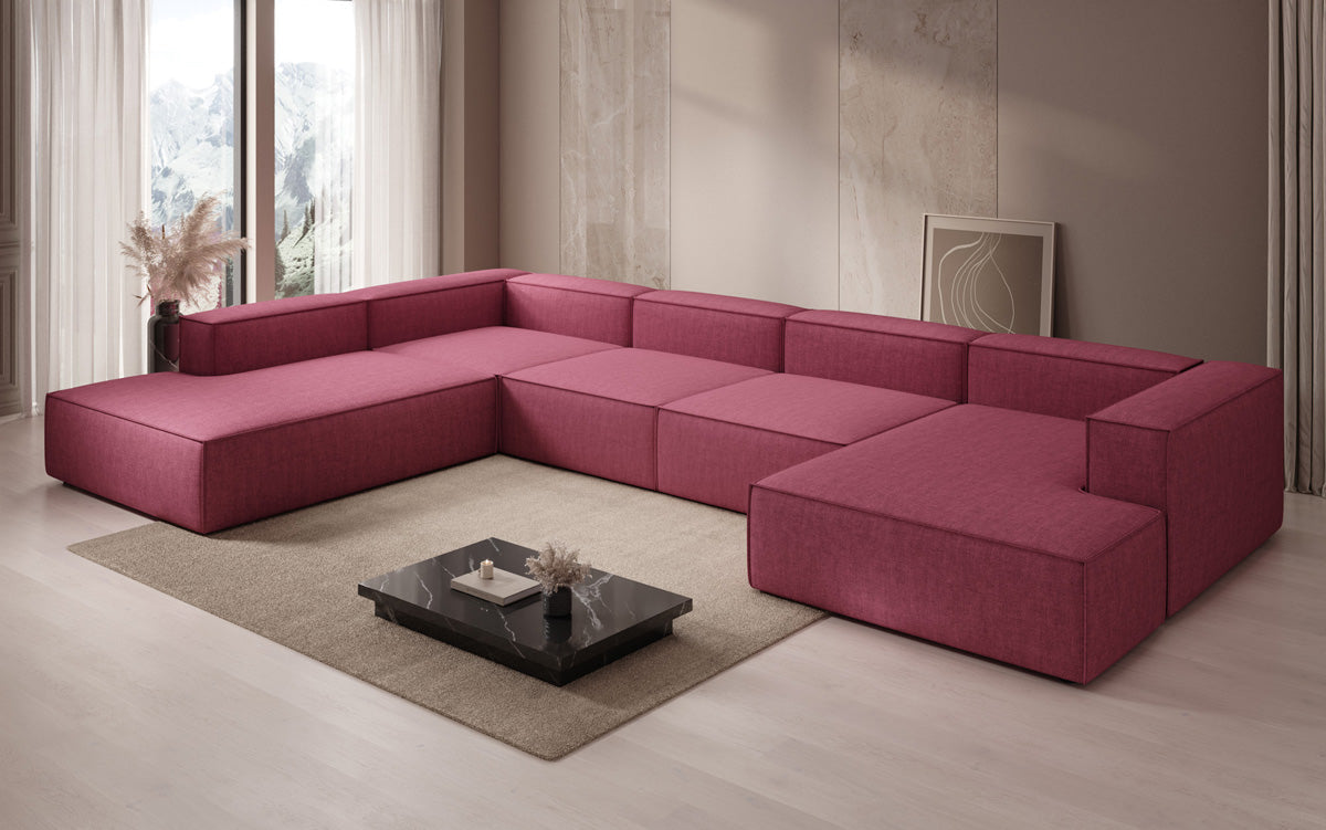 Designer Sofa Lesley U XXL in Leinen-Optik