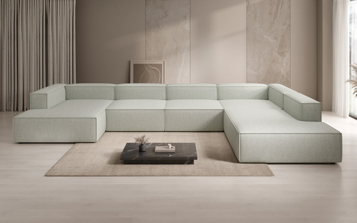 Designer Sofa Lesley U XXL in Leinen-Optik