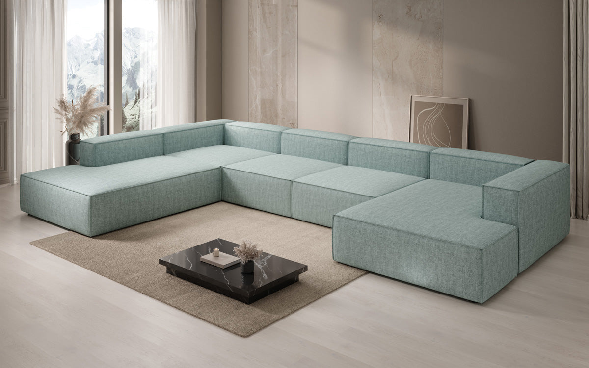 Designer Sofa Lesley U XXL in Leinen-Optik