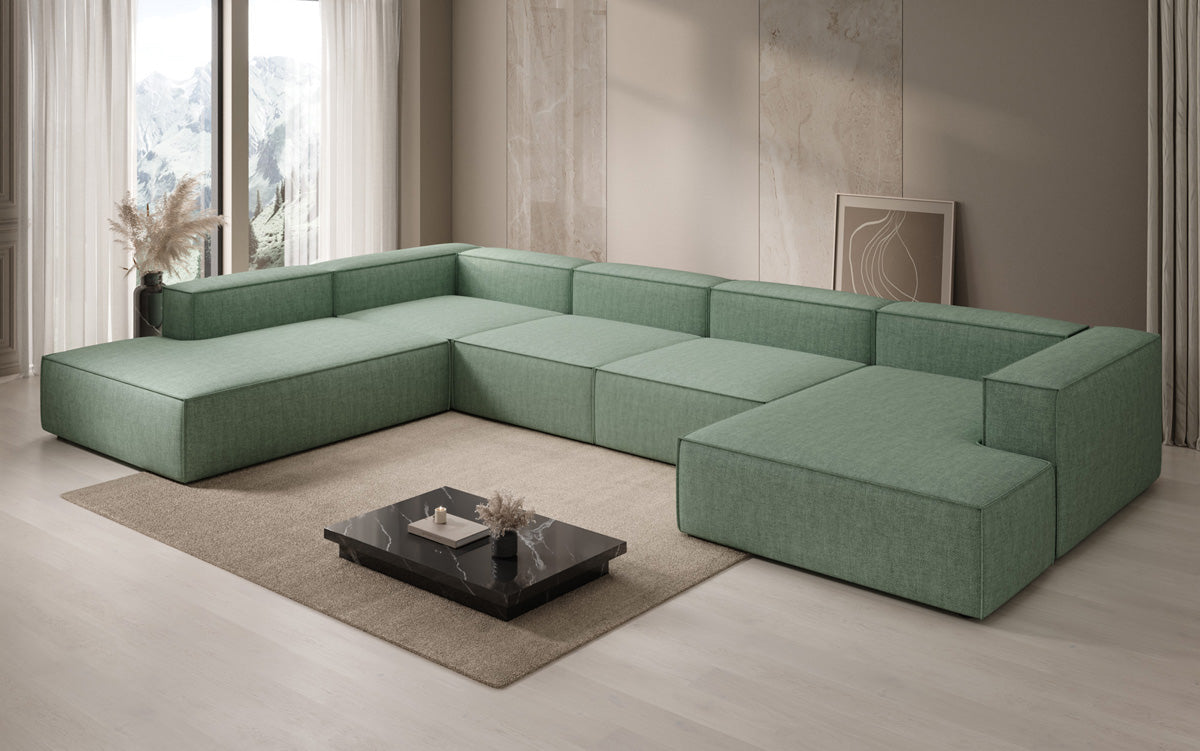 Designer Sofa Lesley U XXL in Leinen-Optik