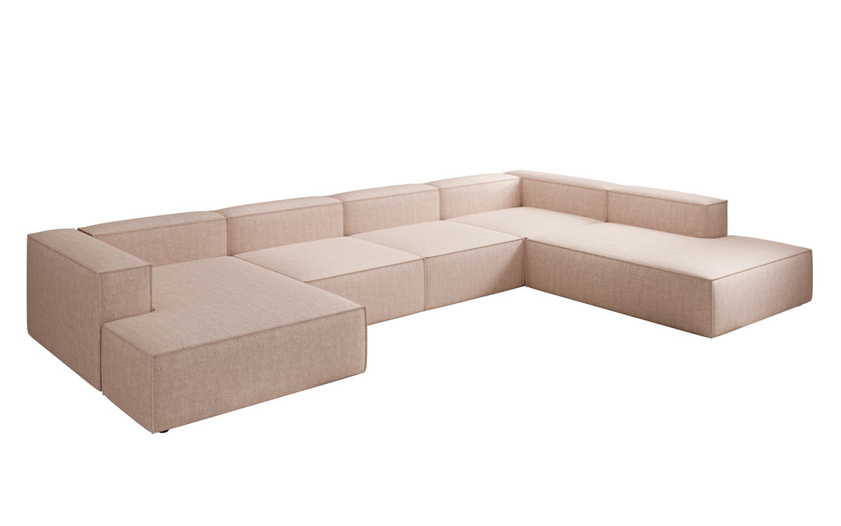 Designer Sofa Lesley U XXL in Leinen-Optik