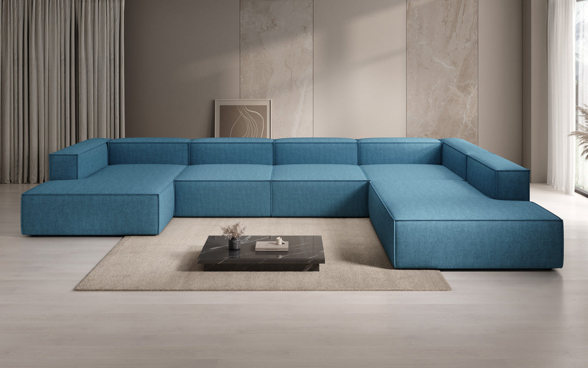 Designer Sofa Lesley U XXL in Leinen-Optik