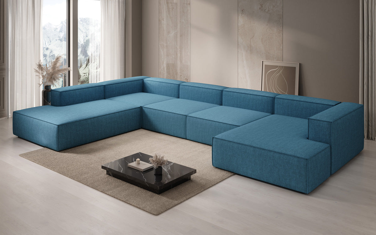 Designer Sofa Lesley U XXL in Leinen-Optik