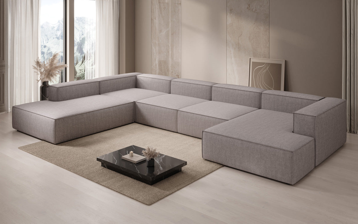 Designer Sofa Lesley U XXL in Leinen-Optik