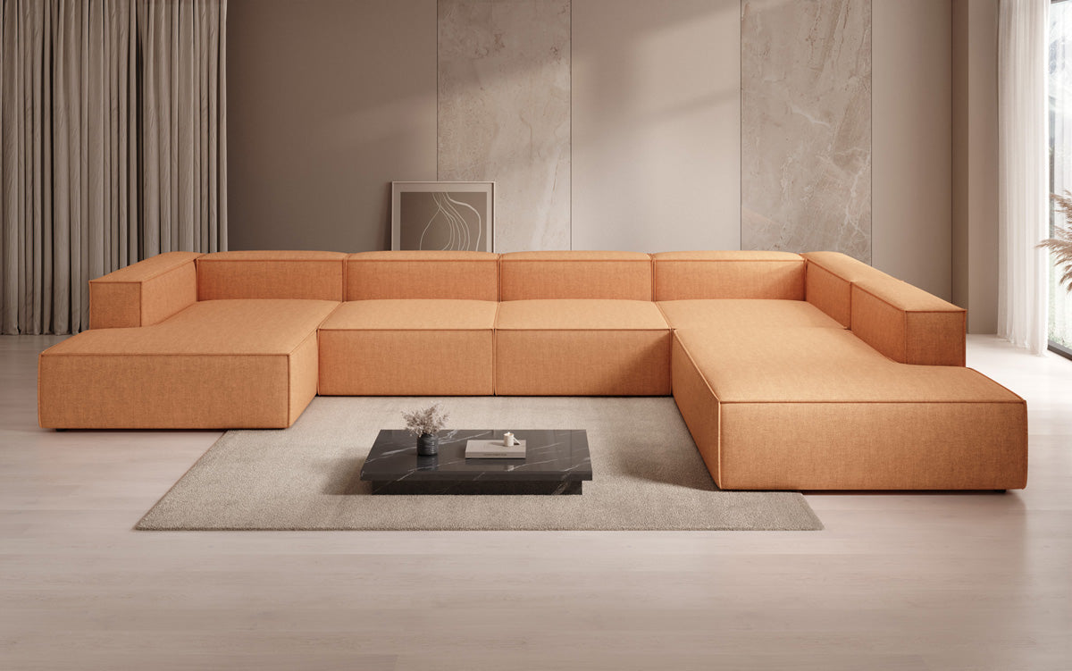 Designer Sofa Lesley U XXL in Leinen-Optik