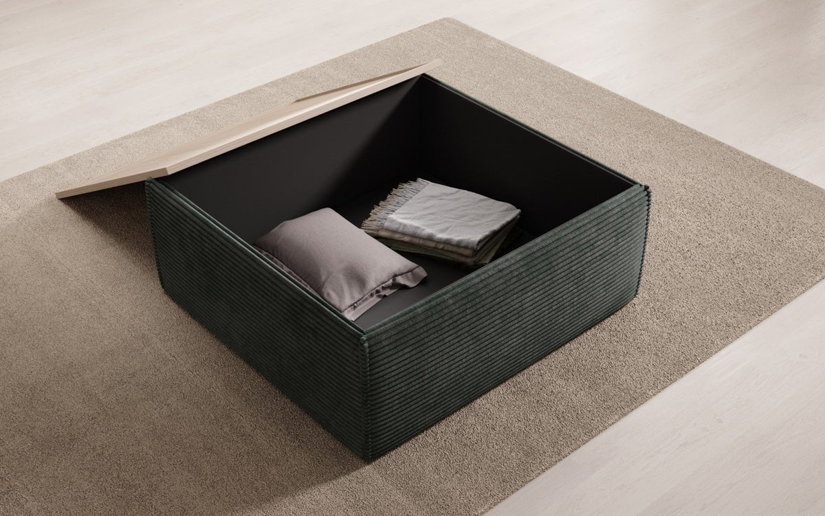 Beistellhocker/Couchtisch Lesley mit Stauraum in Cord