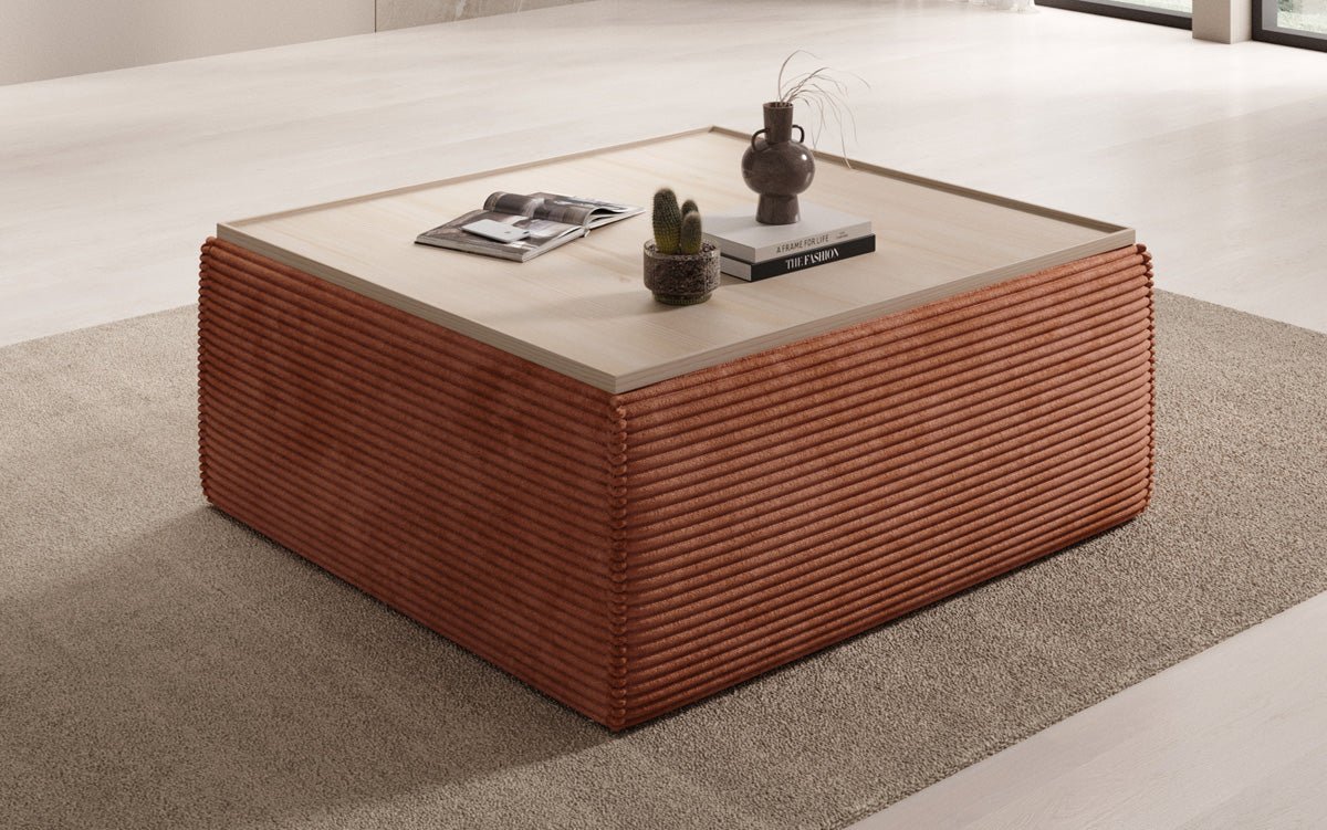 Beistellhocker/Couchtisch Lesley mit Stauraum in Cord