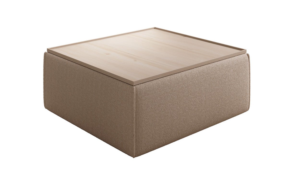 Lesley side stool/coffee table with storage in Bouclé