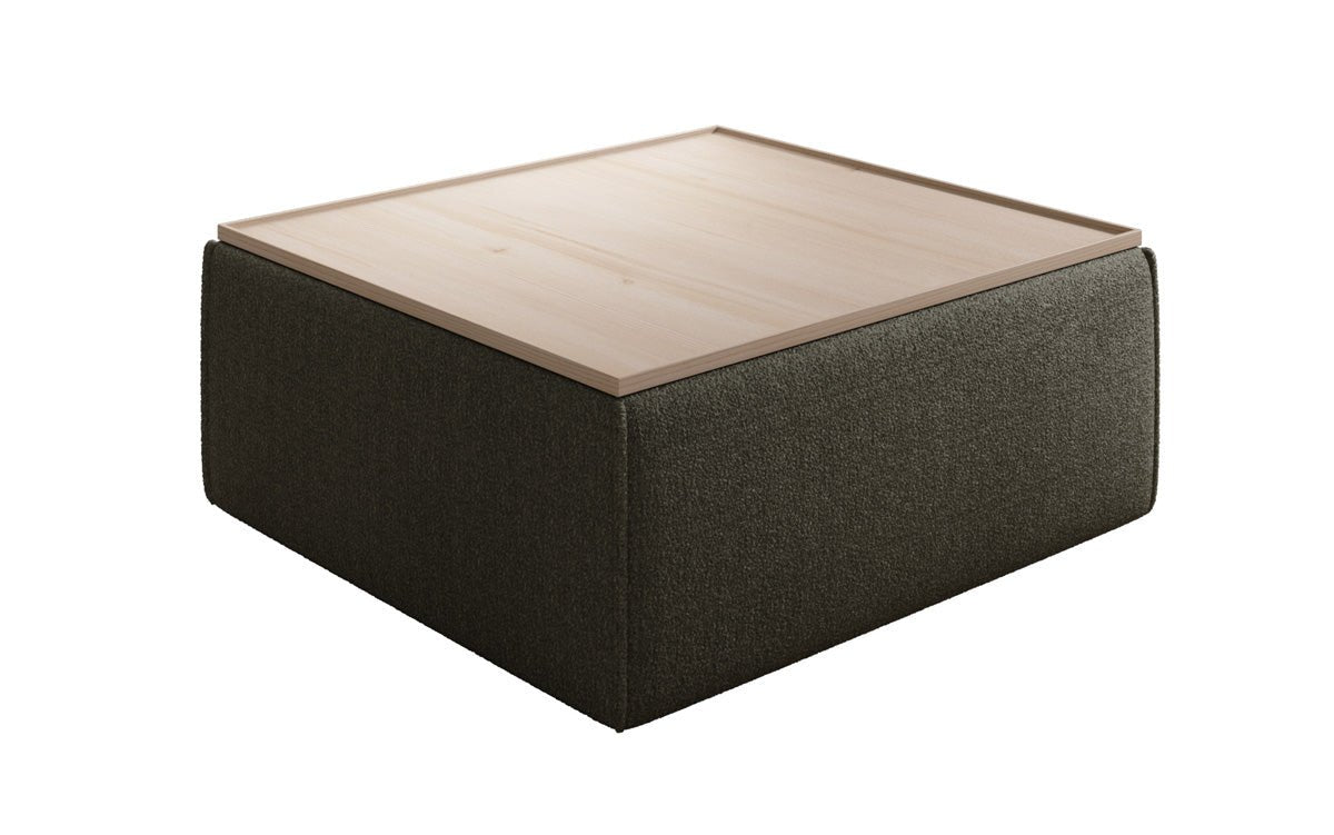 Lesley side stool/coffee table with storage in Bouclé