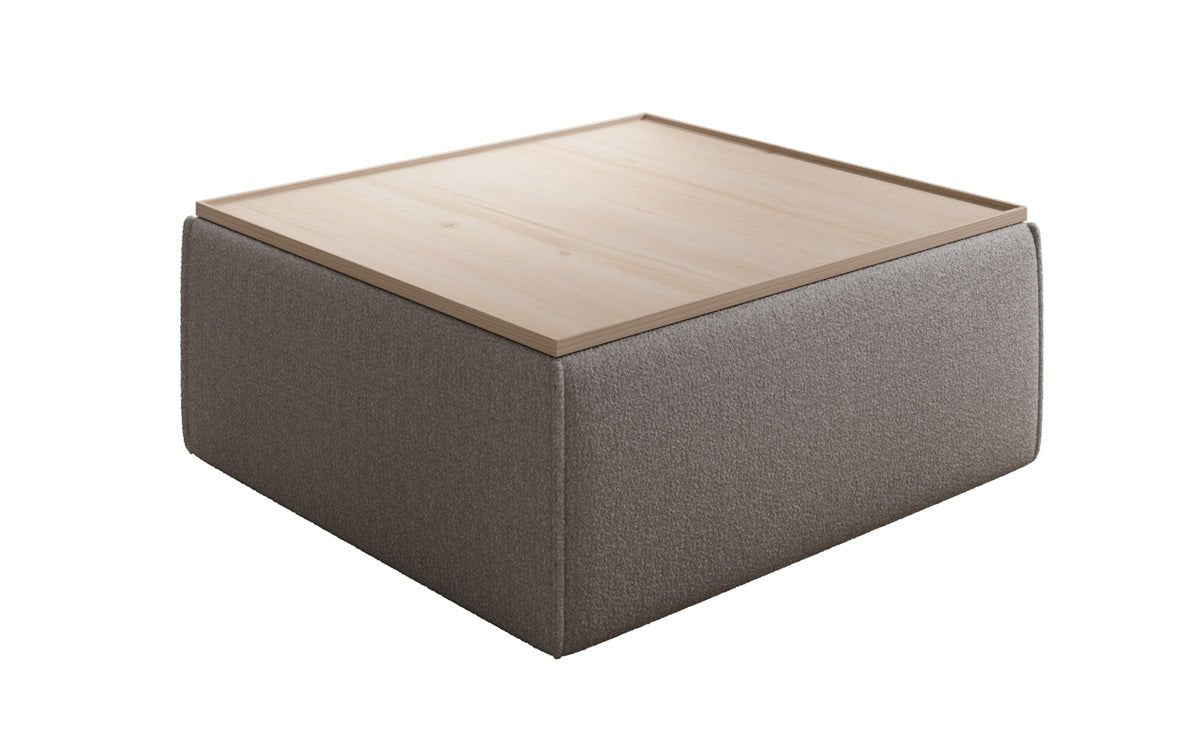 Lesley side stool/coffee table with storage in Bouclé