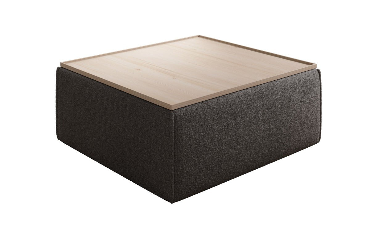 Lesley side stool/coffee table with storage in Bouclé