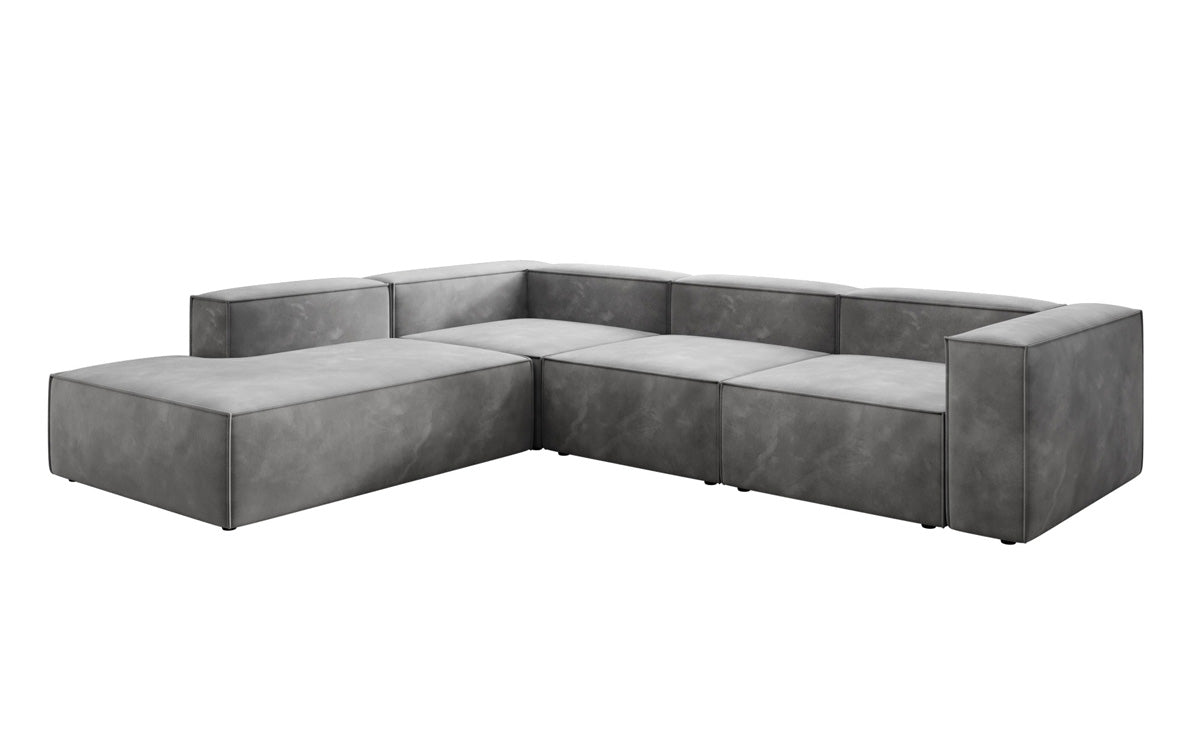 Designer Sofa Lesley L mit langer Ottomane in Samt