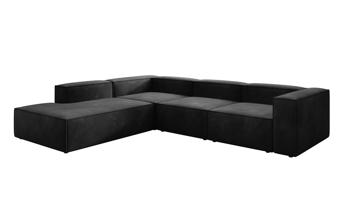 Designer Sofa Lesley L mit langer Ottomane in Samt