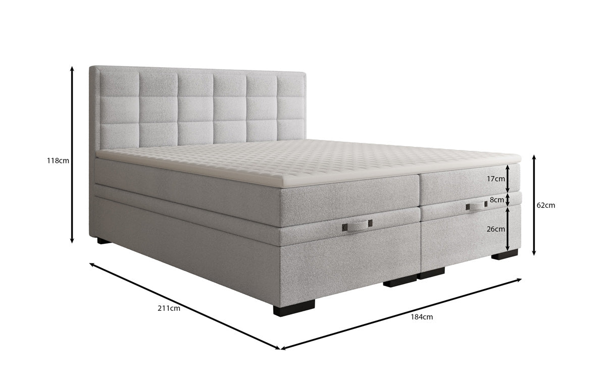 Boxspringbett Alessia mit Stauraum in Teddy Bouclé