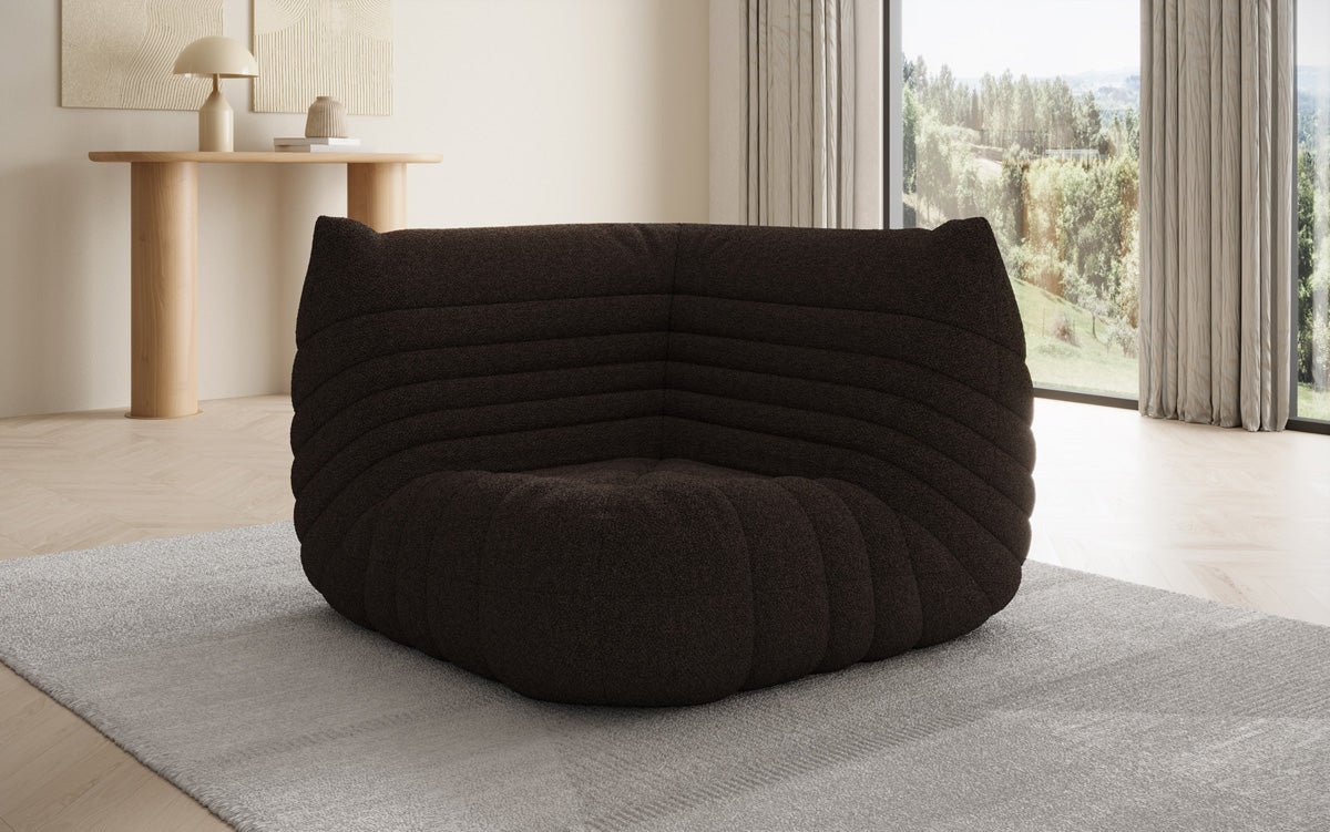 Designer Eckmodul Sofa-Sessel Calmo in Teddy Bouclé