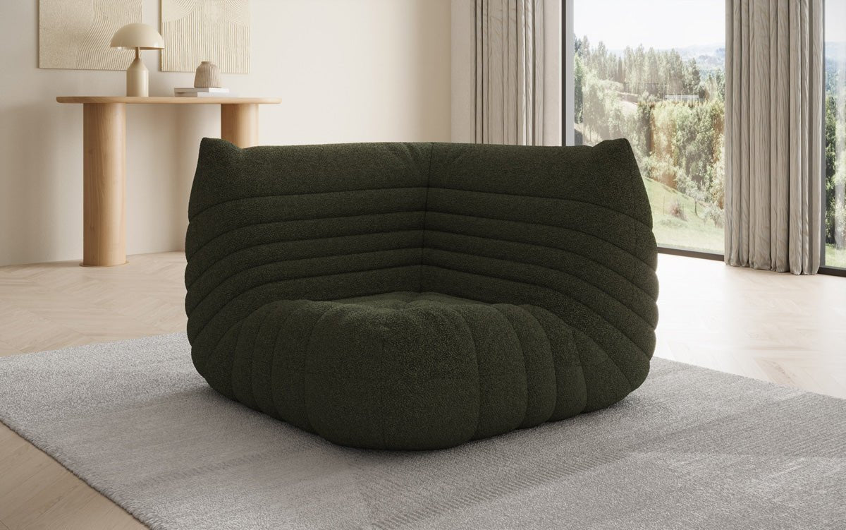 Designer Eckmodul Sofa-Sessel Calmo in Teddy Bouclé