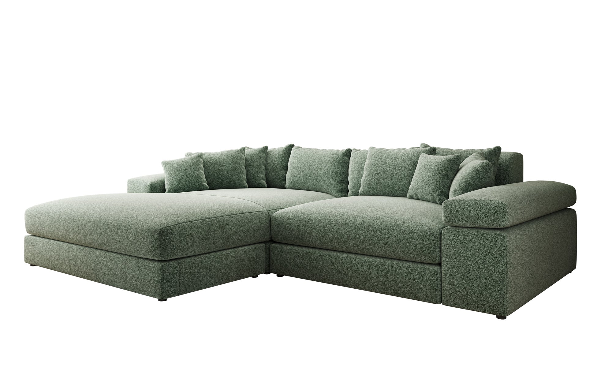 Designer Sofa Bernardo mit breiter Ottomane in Strukturstoff